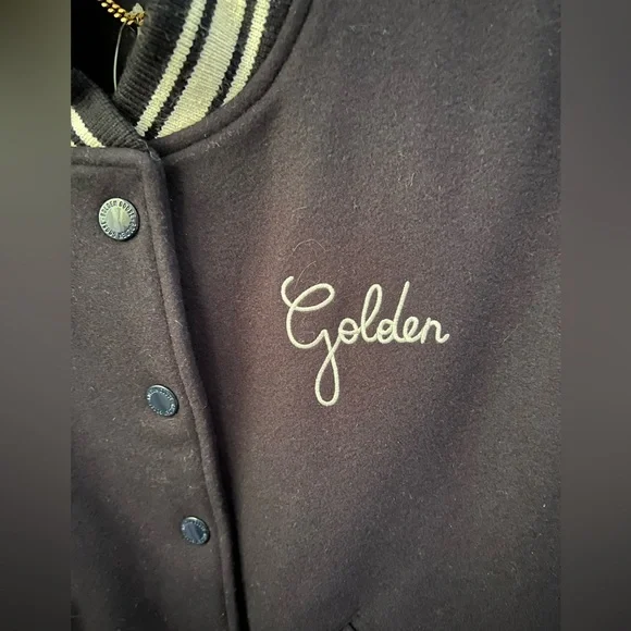 Golden Goose Dirce Navy Cropped Bomber Jacket Size 40 IT New - Picture 7 of 16